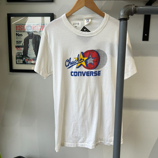 VINTAGE 80s | CONVERSE All Star Chucks Taylor Logo T-Shirt sz S Adult