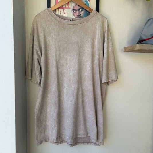 VINTAGE 90s | Faded Blank Cream Stone Wash T-Shirt sz L