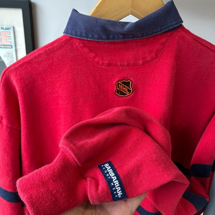 VINTAGE 90s | Montreal Canadians NHL Barbarian Rugby Polo Shirt sz L