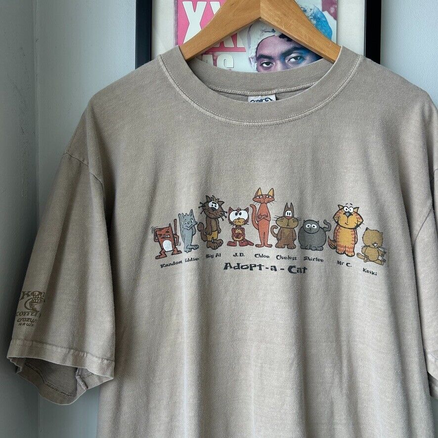 VINTAGE 90s | Adopt A Cat Crazy Shirts Hawaii T-Shirt sz L