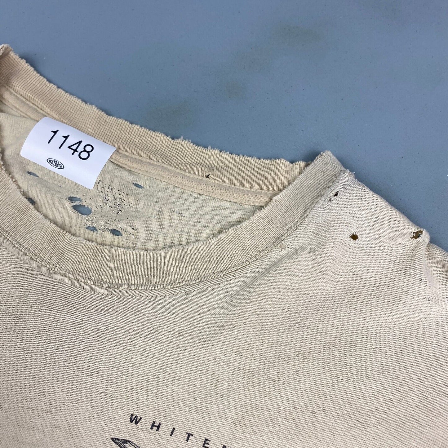 VINTAGE Whiteman AFB Jet Faded Tan Distressed T-Shirt sz Large Adult