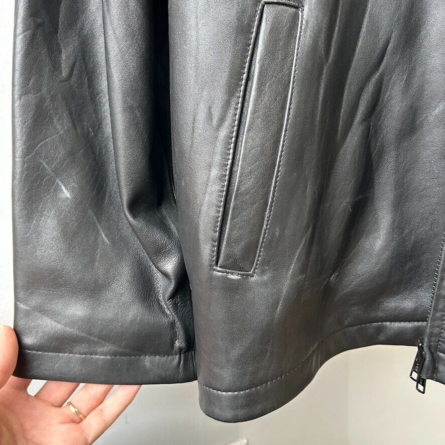 VINTAGE | Danier Black Zip Up Genuine Leather Jacket sz XXL