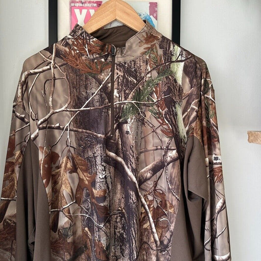 VINTAGE | Real Tree Camo 1/4 Zip Long Sleeve Jersey sz XL