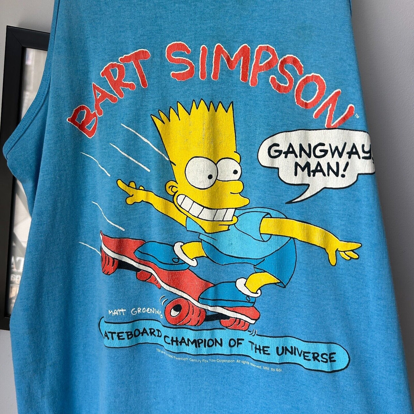 VINTAGE 90s | Bart Simpson Skateboard Cartoon Tank Shirt sz L