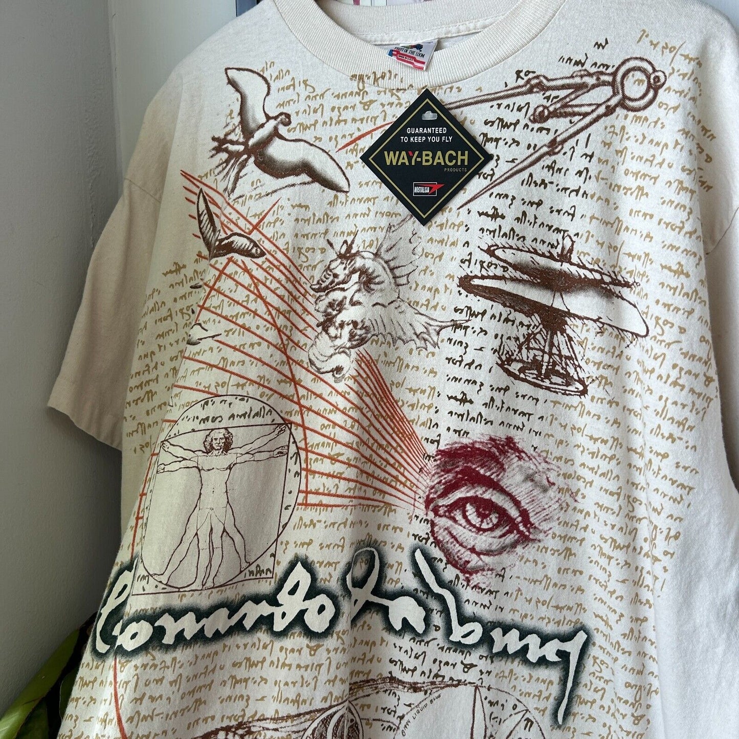 VINTAGE 90s | Leonardo Da Vinci All Over Print Art T-Shirt sz XL Adult