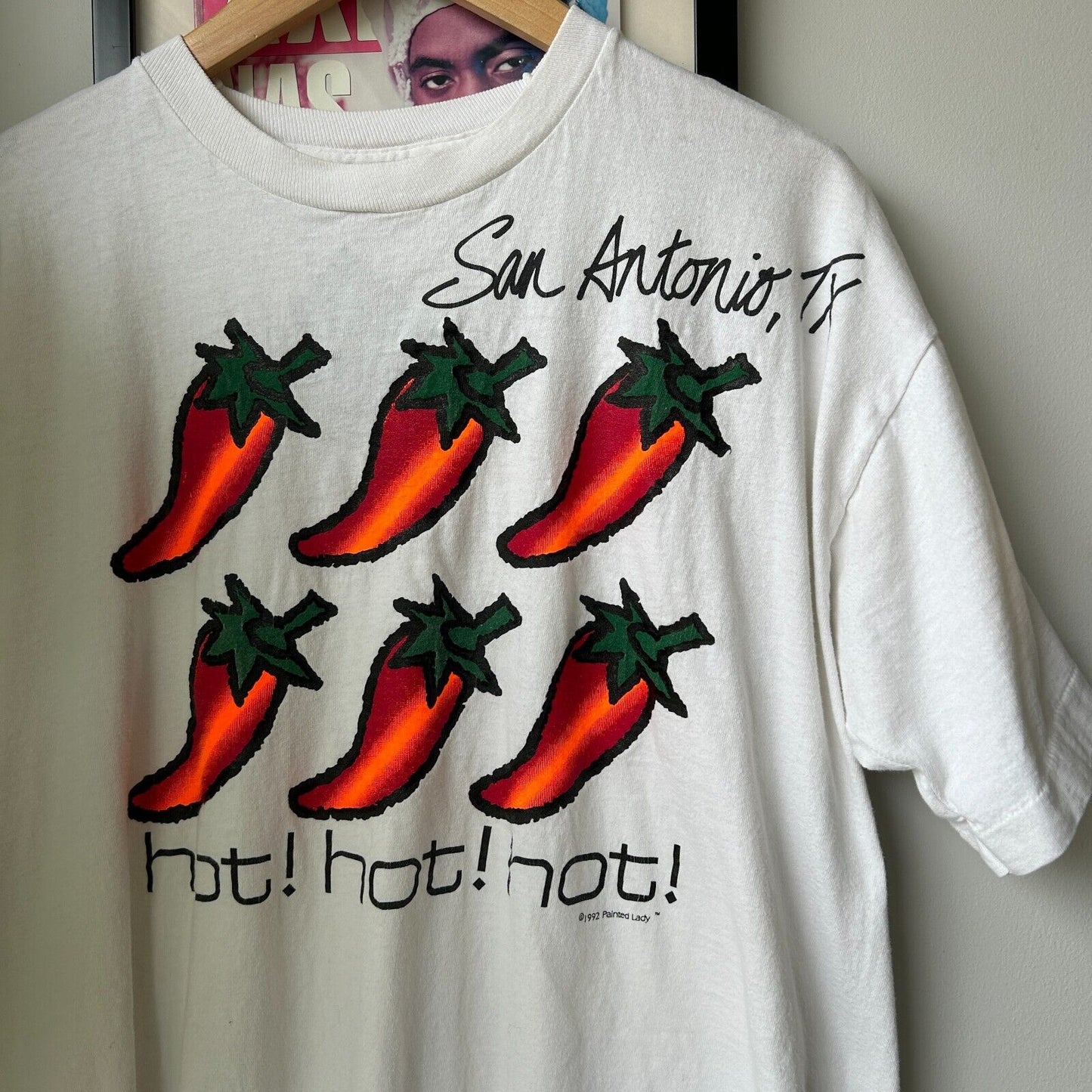 VINTAGE 90s | San Antonio TX Spicy HOT Peppers T-Shirt sz L Adult