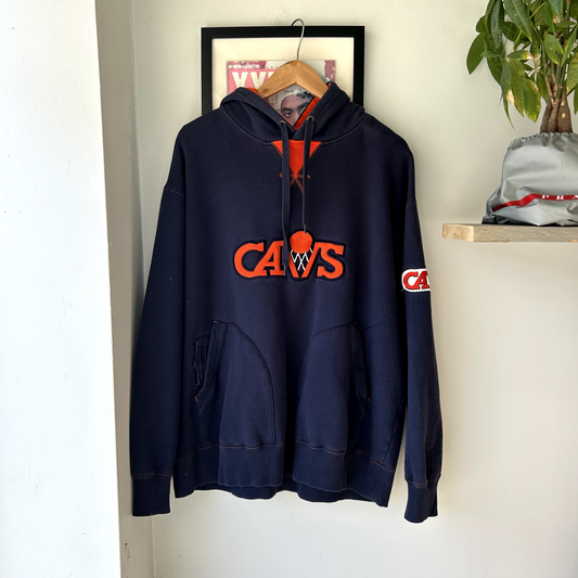 Vintage 1990s Cleveland Cavaliers NBA Embroidered Hoodie sz XL Navy & Orange