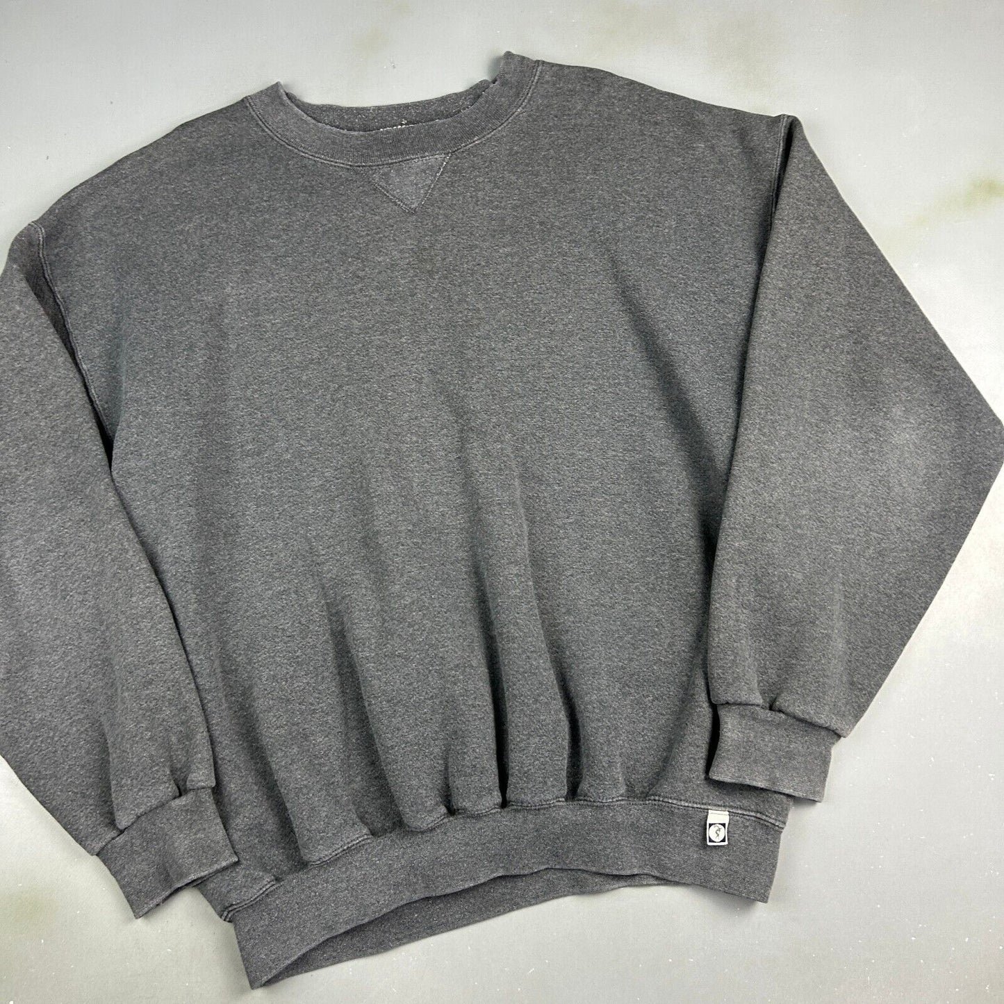 VINTAGE 90s Discus Athletic Faded Dark Grey Blank Crewneck Sweater sz XL Adult