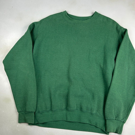 VINTAGE 90s Max Active Blank Green Crewneck Sweater sz Small Adult / Youth XL