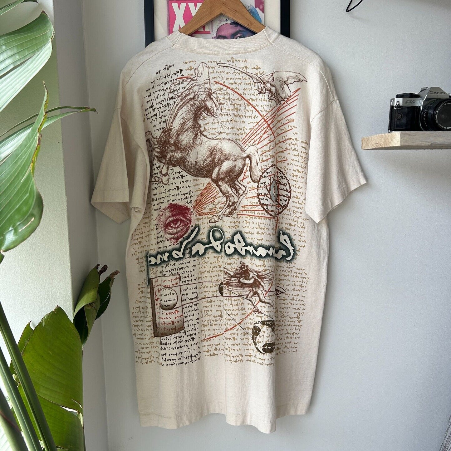 VINTAGE 90s | Leonardo Da Vinci All Over Print Art T-Shirt sz XL Adult