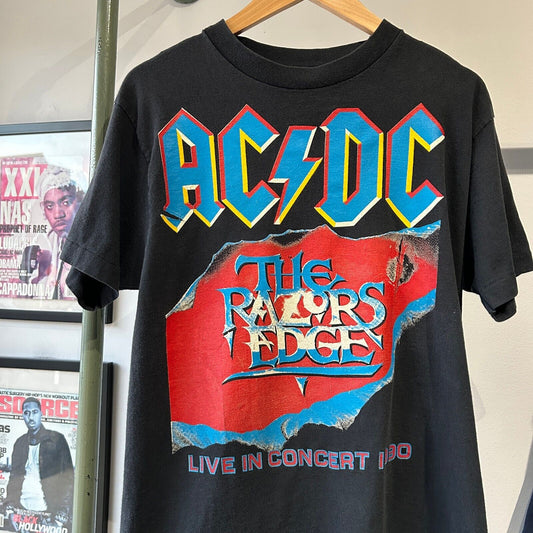 VINTAGE 1990 | ACDC The Razors Edges Concert Band T-Shirt sz M Adult