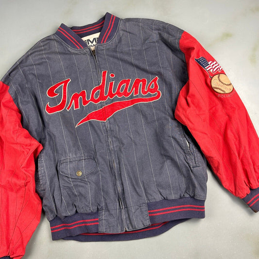 VINTAGE 1991 Cleveland Indians MLB Reversible Mirage Jacket sz XL Adult Men