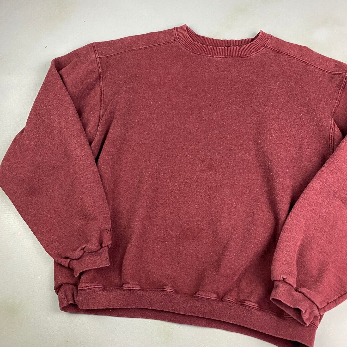 VINTAGE 90s Champion Maroon Heavyweight Blank Crewneck Sweater sz Large Adult