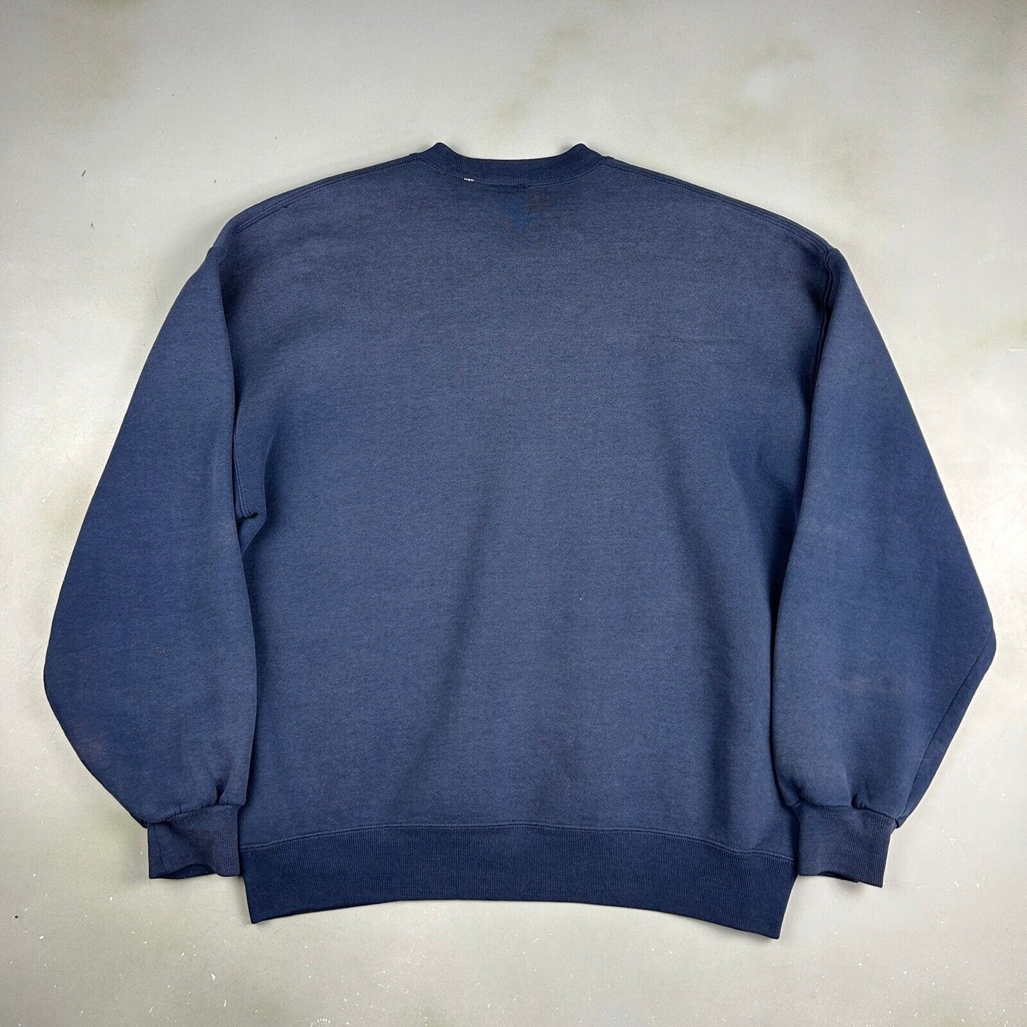 VINTAGE Russell Athletic Faded Blank Navy Crewneck Sweater sz Large Adult