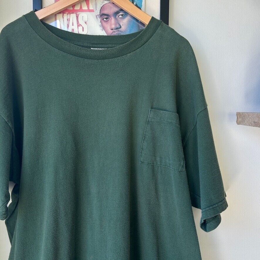 VINTAGE 90s | Faded Blank Green Tultex T-Shirt sz XL-2XL