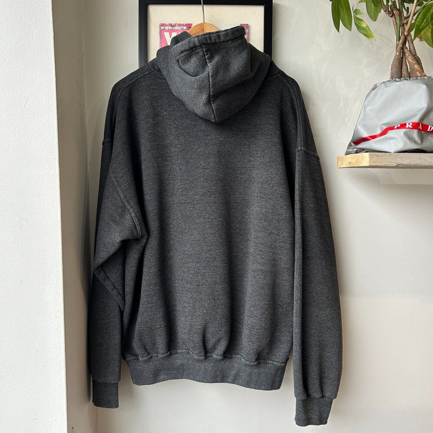 VINTAGE 90s | Blank Charcoal Zip Up Hoodie Sweater sz L