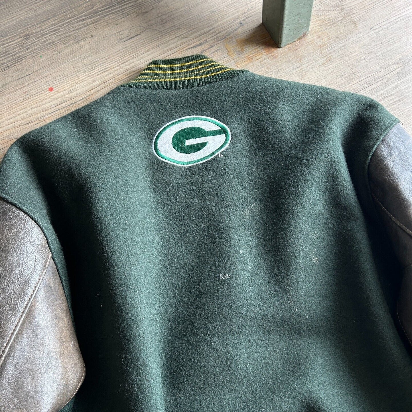 VINTAGE 90s | Green Bay Packers DeLong Varsity Football Jacket sz L Adult