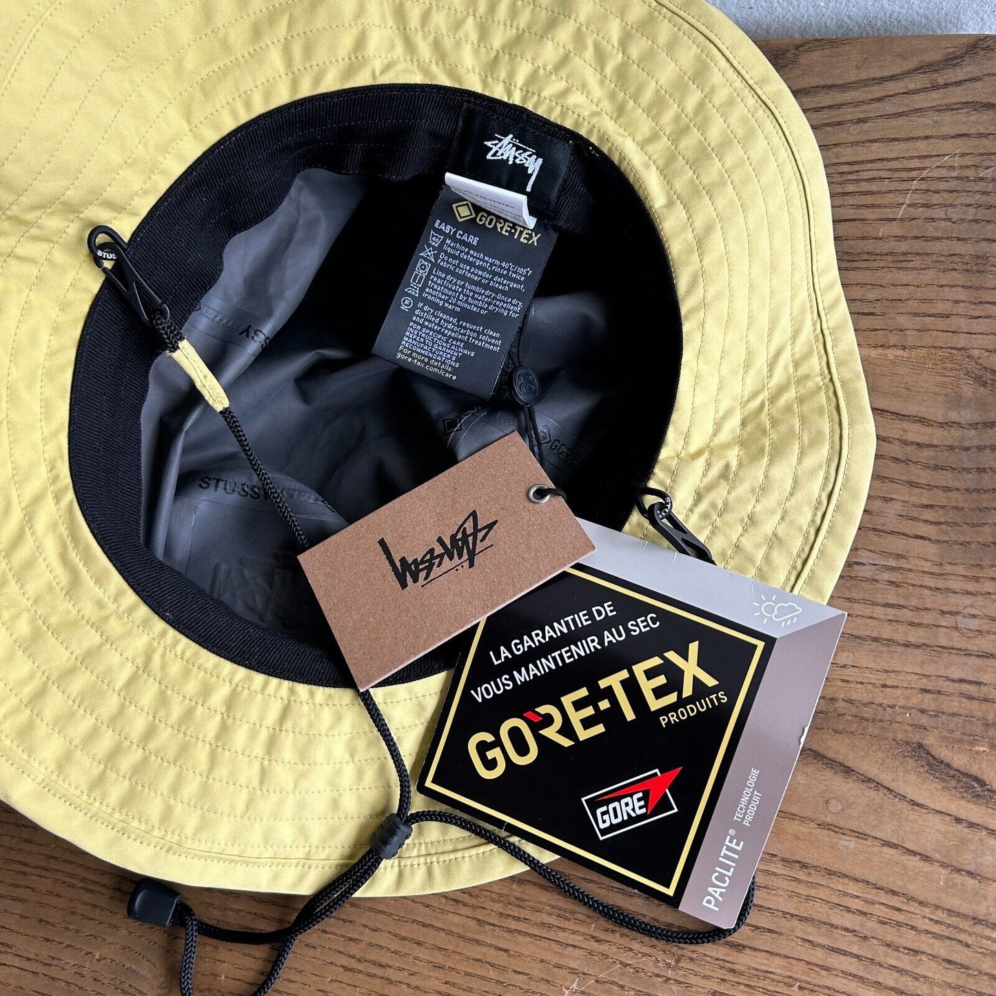 STUSSY x Gore-Tex Light Yellow Tilley Bucket HAT One Size NWT