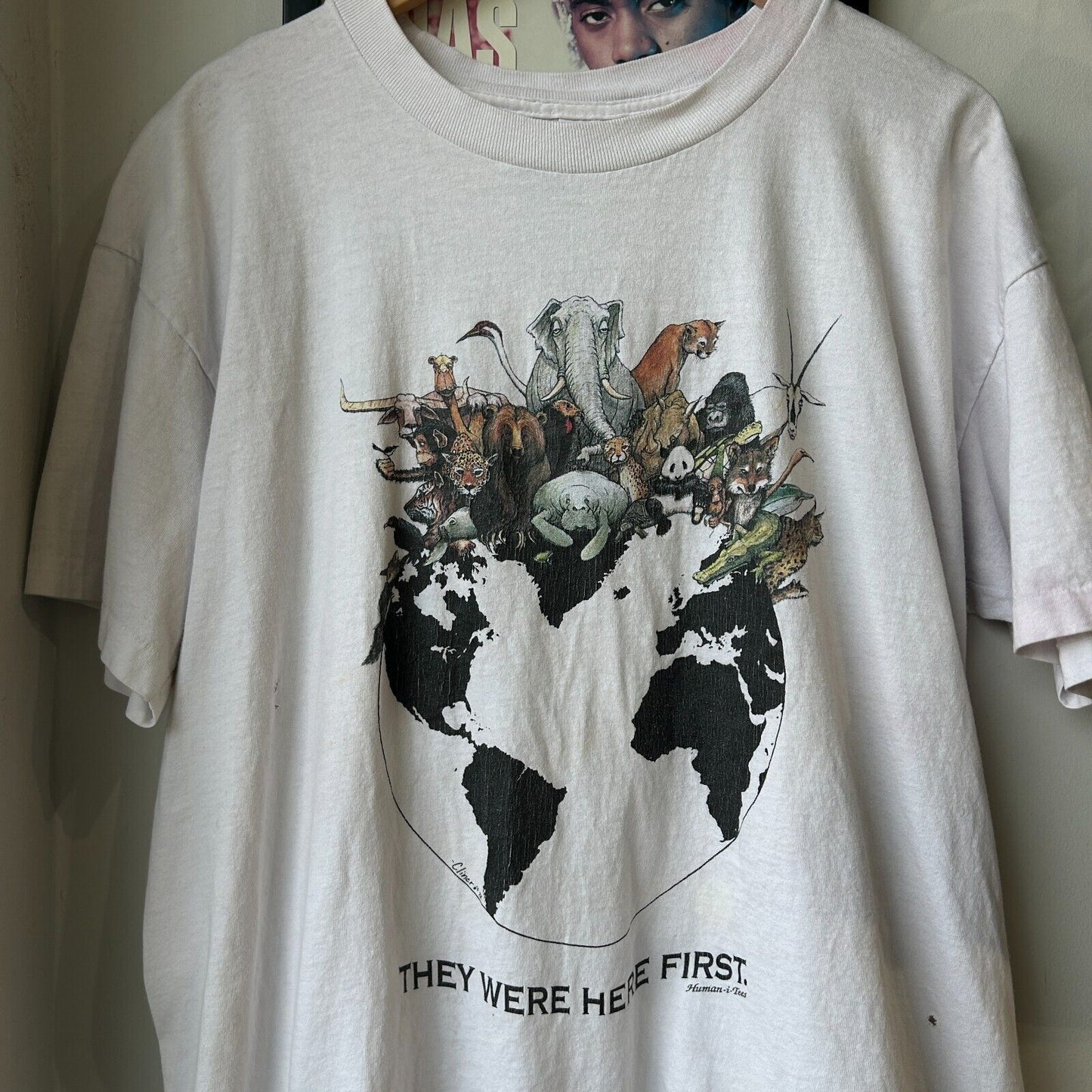 VINTAGE 90s | They Were Here First Human Tees Animal T-Shirt sz XL