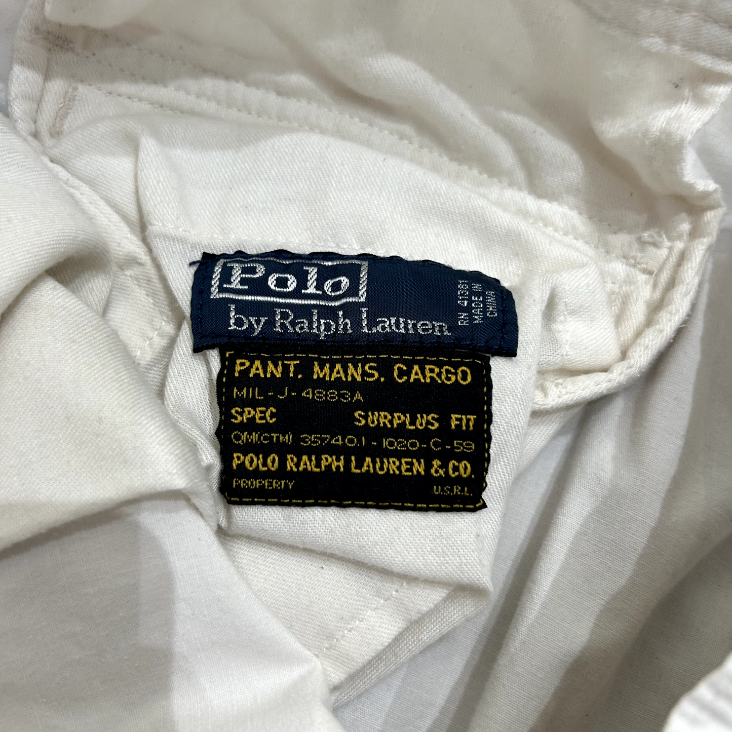 VINTAGE | 1990s Polo Ralph Lauren White Cargo Shorts sz W38 Embroidered