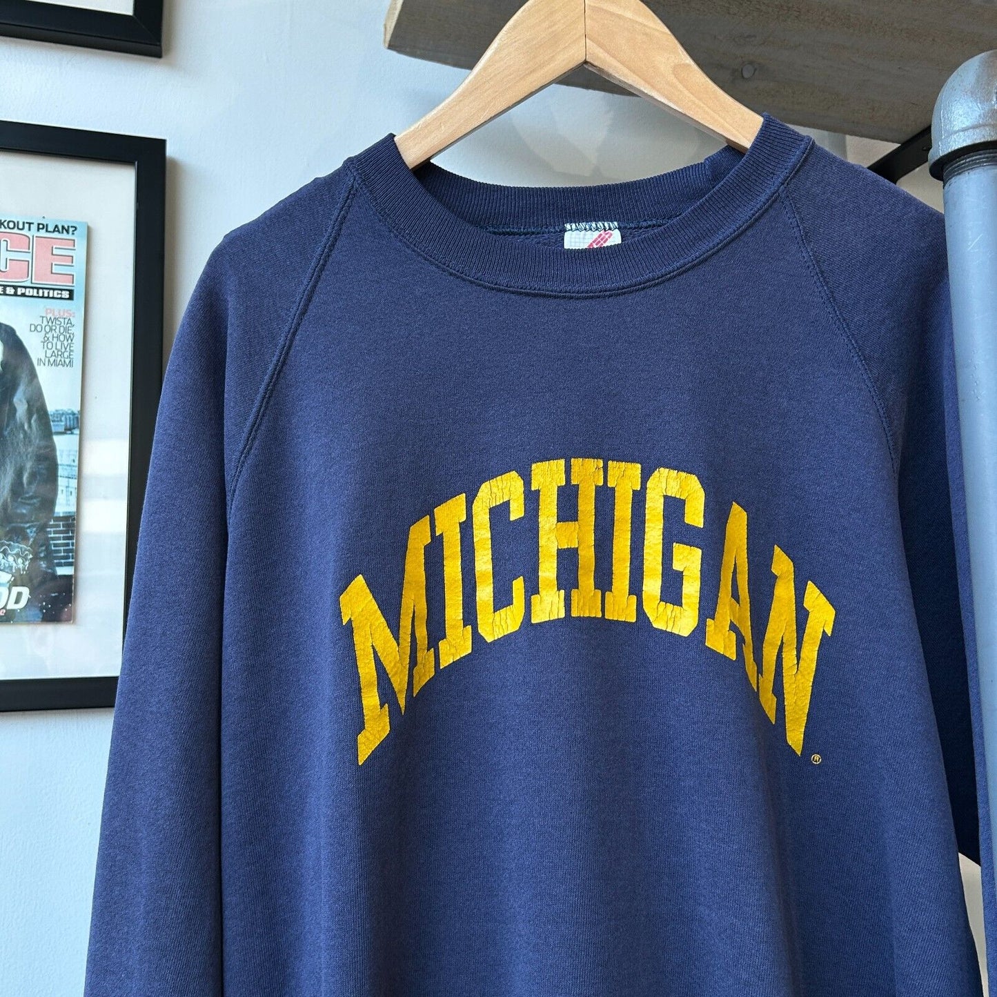 VINTAGE 80s 90s | Michigan University Arch Logo Crew Sweater sz L