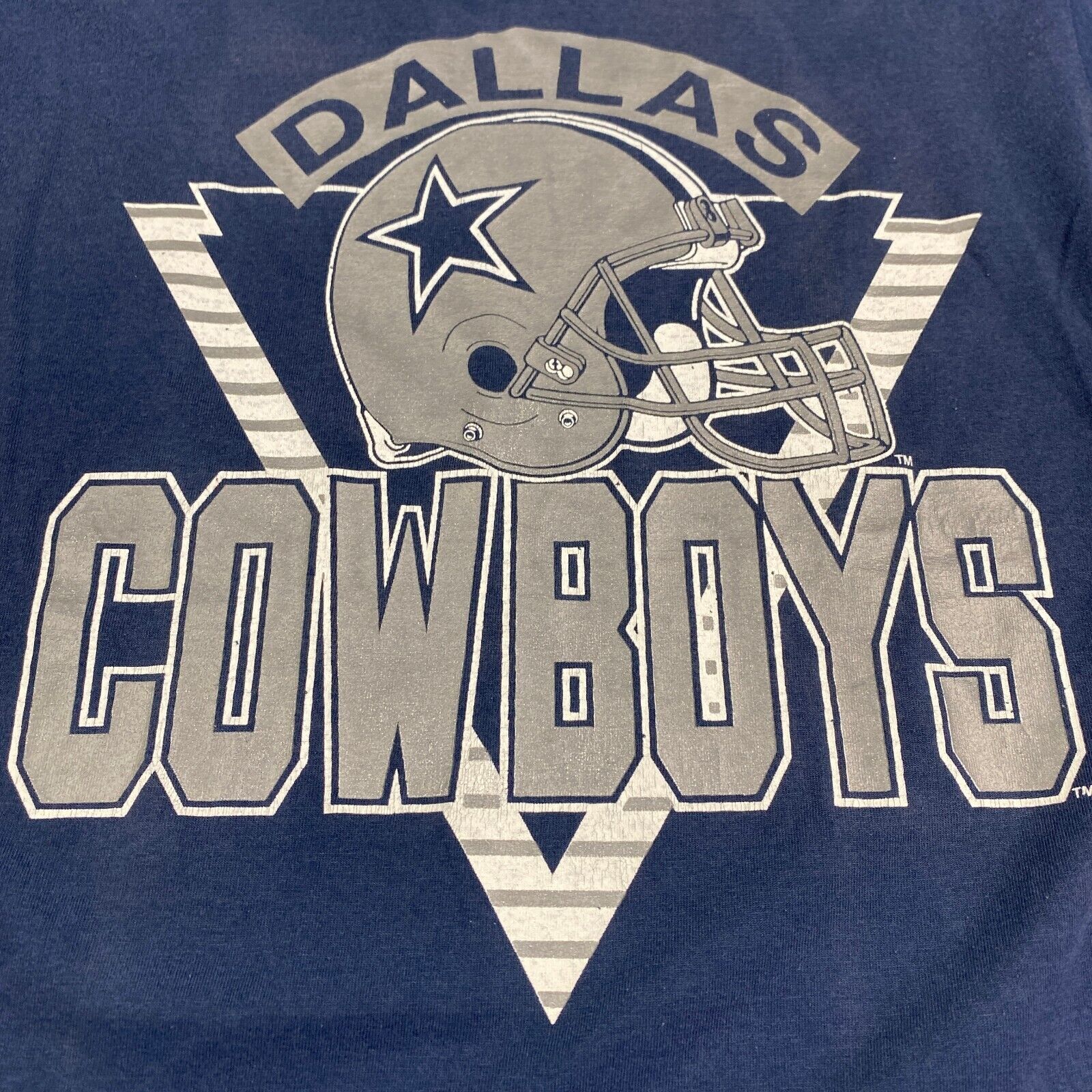 VINTAGE 90s NFL Dallas Cowboys Logo Helmet Navy T-Shirt sz Medium