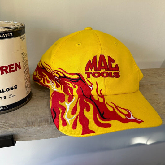 VINTAGE | Mac Tools Flames Snapback HAT sz OS