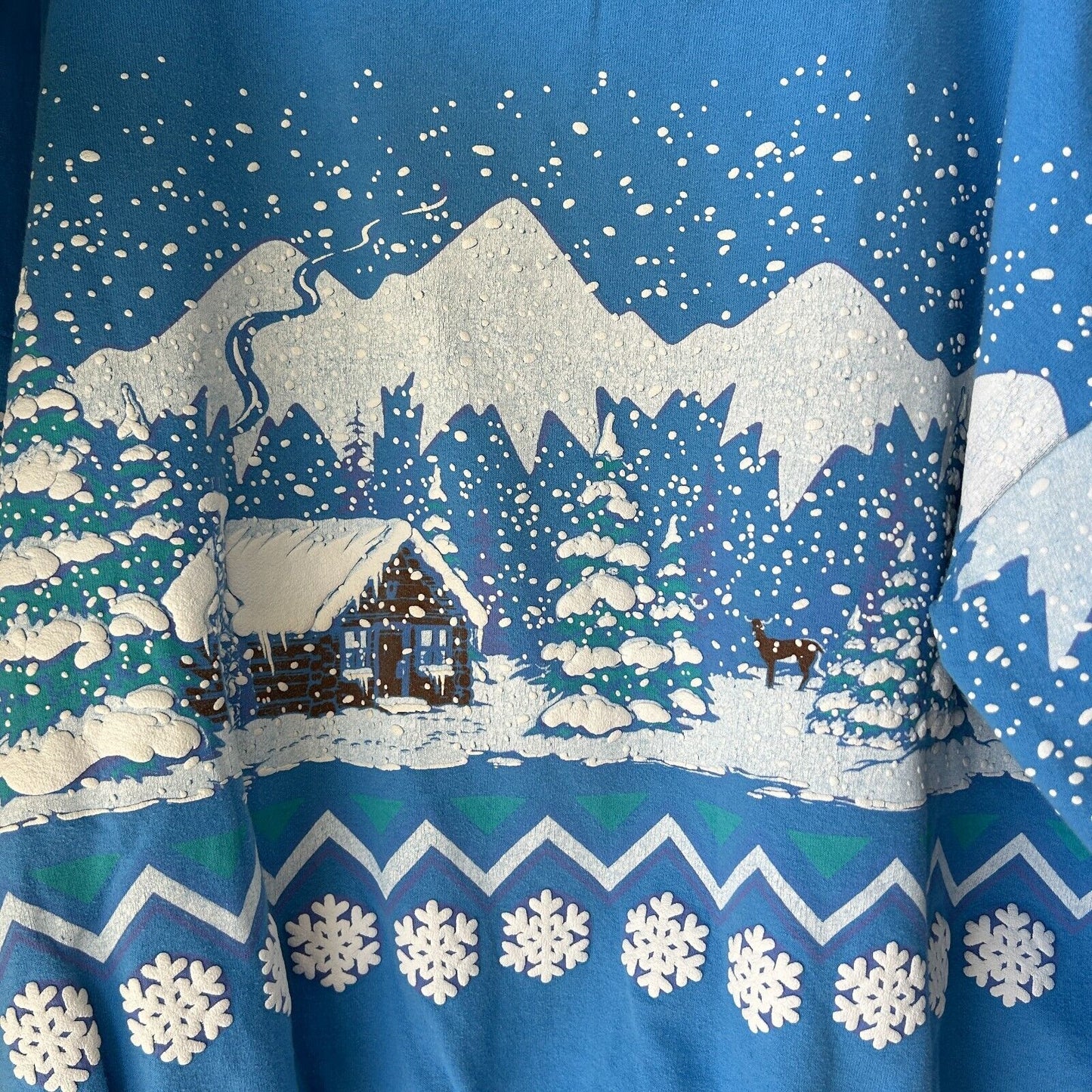 VINTAGE 90s | Pennsylvania Winter Nature Wrap Graphic Sweater sz L-XL Adult