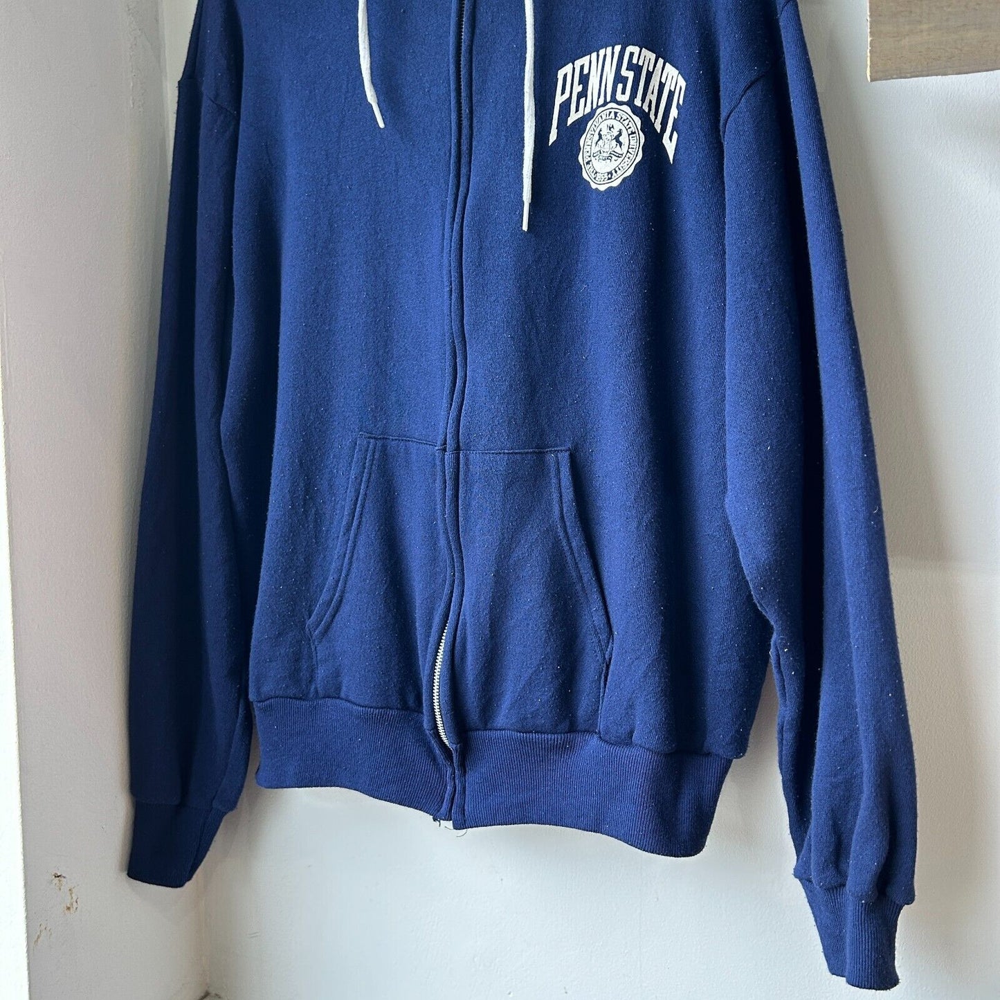 VINTAGE 80s 90s | Penn State University Zip Up Hoodie Sweater sz L