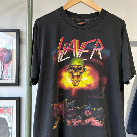 VINTAGE 90s | SLAYER Black Brockum Band T-Shirt sz L Adult