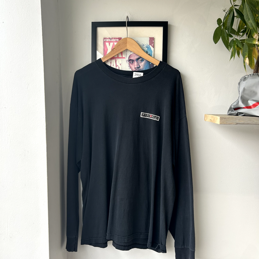 VINTAGE 1990s | The Document Graphic Long Sleeve T Shirt Sz Adult XL Black