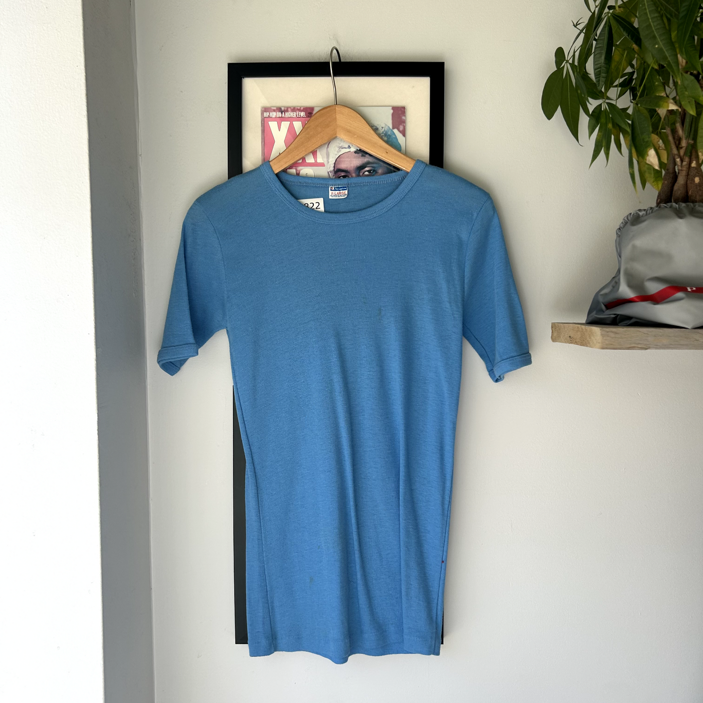 Vintage 1970s Champion Blue Bar Blank Ringer T-Shirt sz XS-S Made In USA