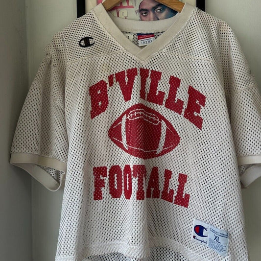 VINTAGE | Champion Cropped Thrashed B'Ville Football Jersey sz XL