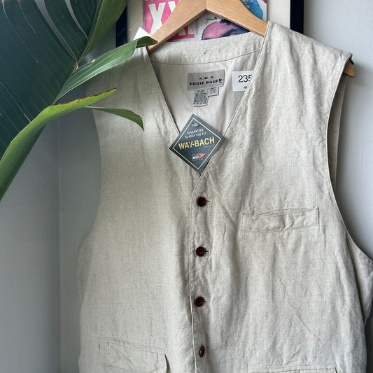 VINTAGE | AKA Eddie Bauer Linen Vest Jacket sz L Adult