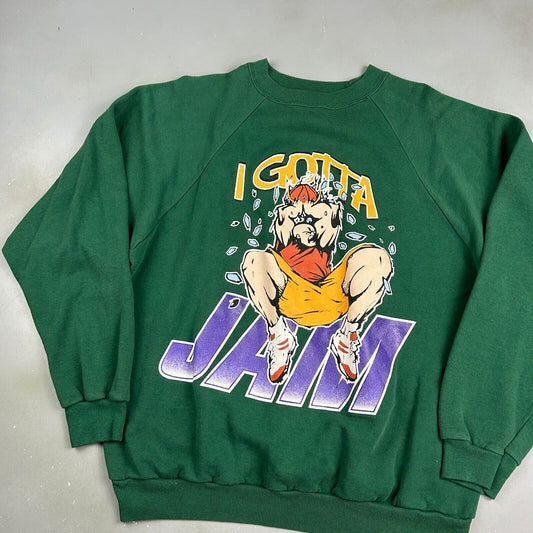 VINTAGE 90s I Gotta Jam Basketball Graphic Crewneck Sweater sz Large Adult