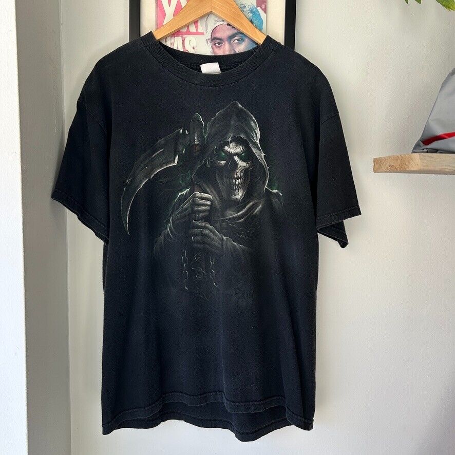 VINTAGE | Exile Grim Reaper Faded Black T-Shirt sz L