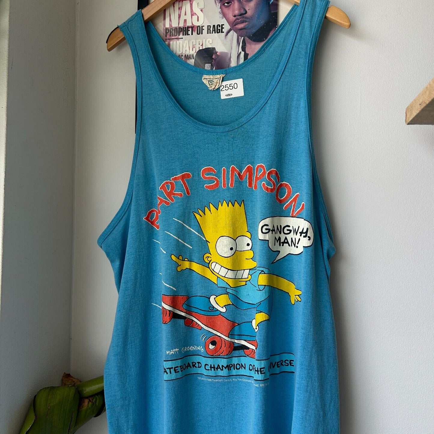 VINTAGE 90s | Bart Simpson Skateboard Cartoon Tank Shirt sz L