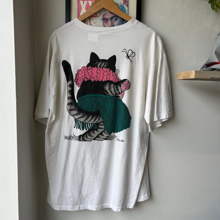 VINTAGE 70s 80s | Dancing Cat Crazy Shirt Hawaii T-Shirt sz XL