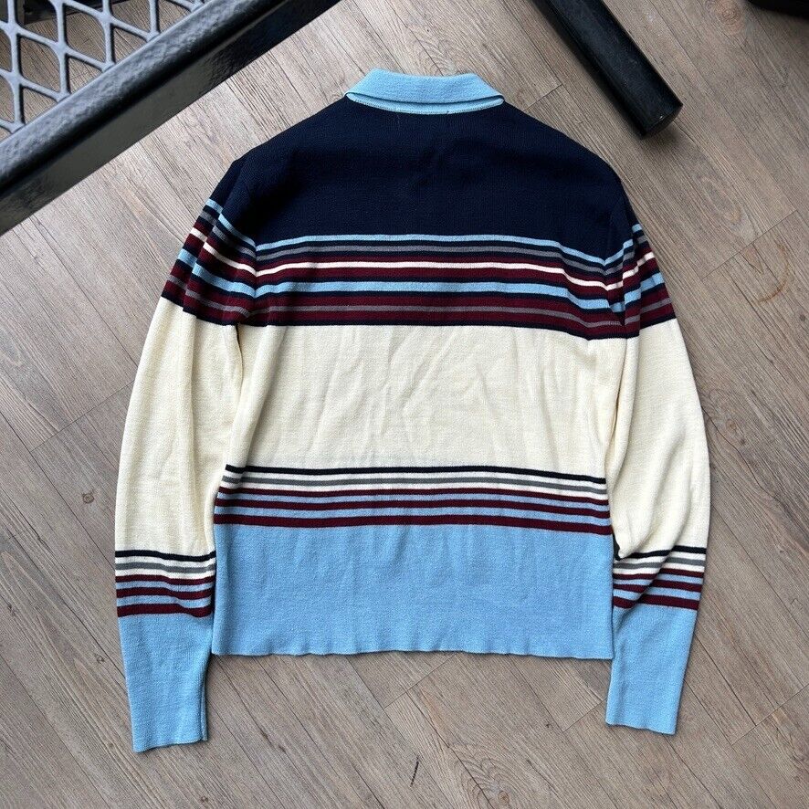 VINTAGE 70s | Kings Road Collared Striped Rugby Knit Sweater sz M