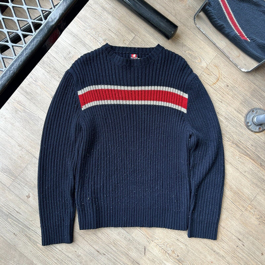 VINTAGE | Ferruche Striped Ribbed Knit Crew Sweater sz M