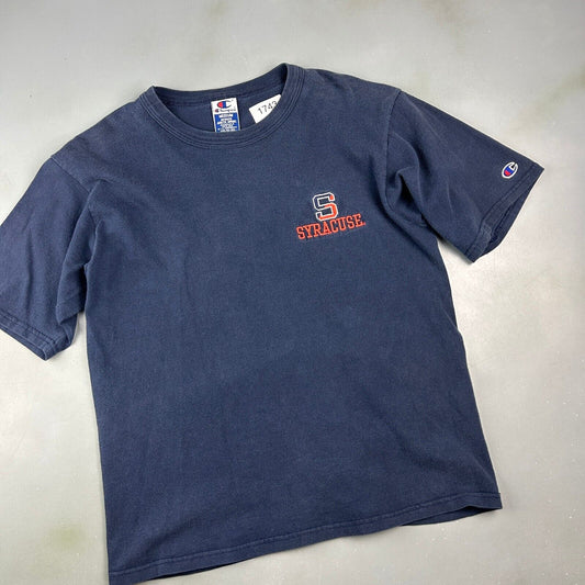 VINTAGE | Syracuse University Embroidered Logo Champion T-Shirt sz M Adult