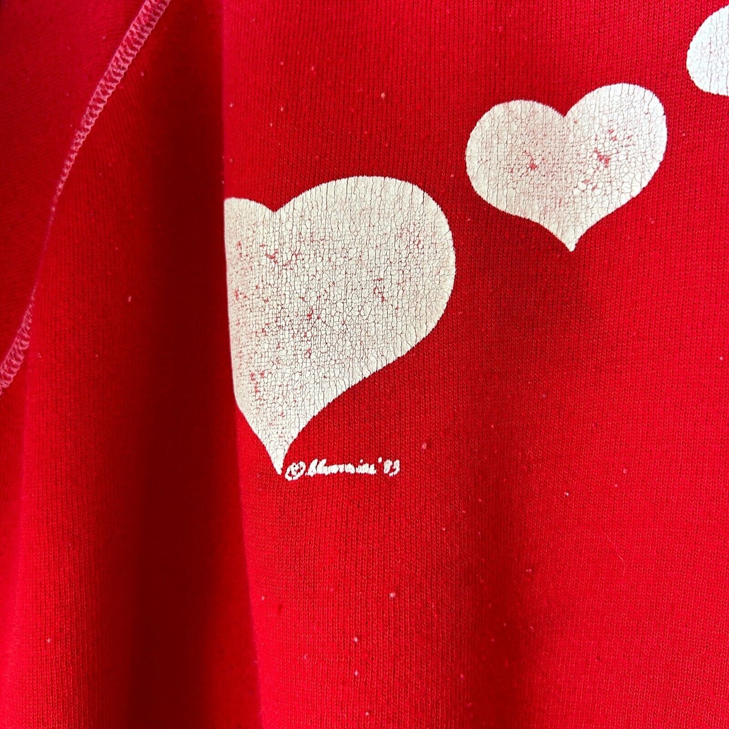 VINTAGE 80s | Flying Hearts Red Crewneck Sweater sz L Adult