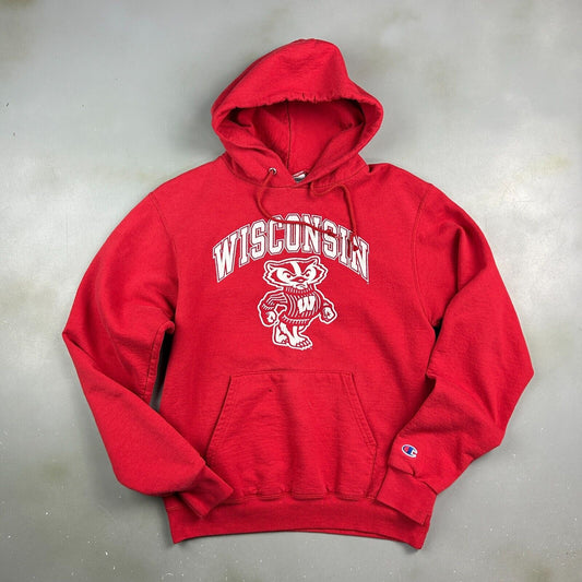 VINTAGE | Wisconsin Badgers CHAMPION Red Hoodie Sweater sz Sm Adult