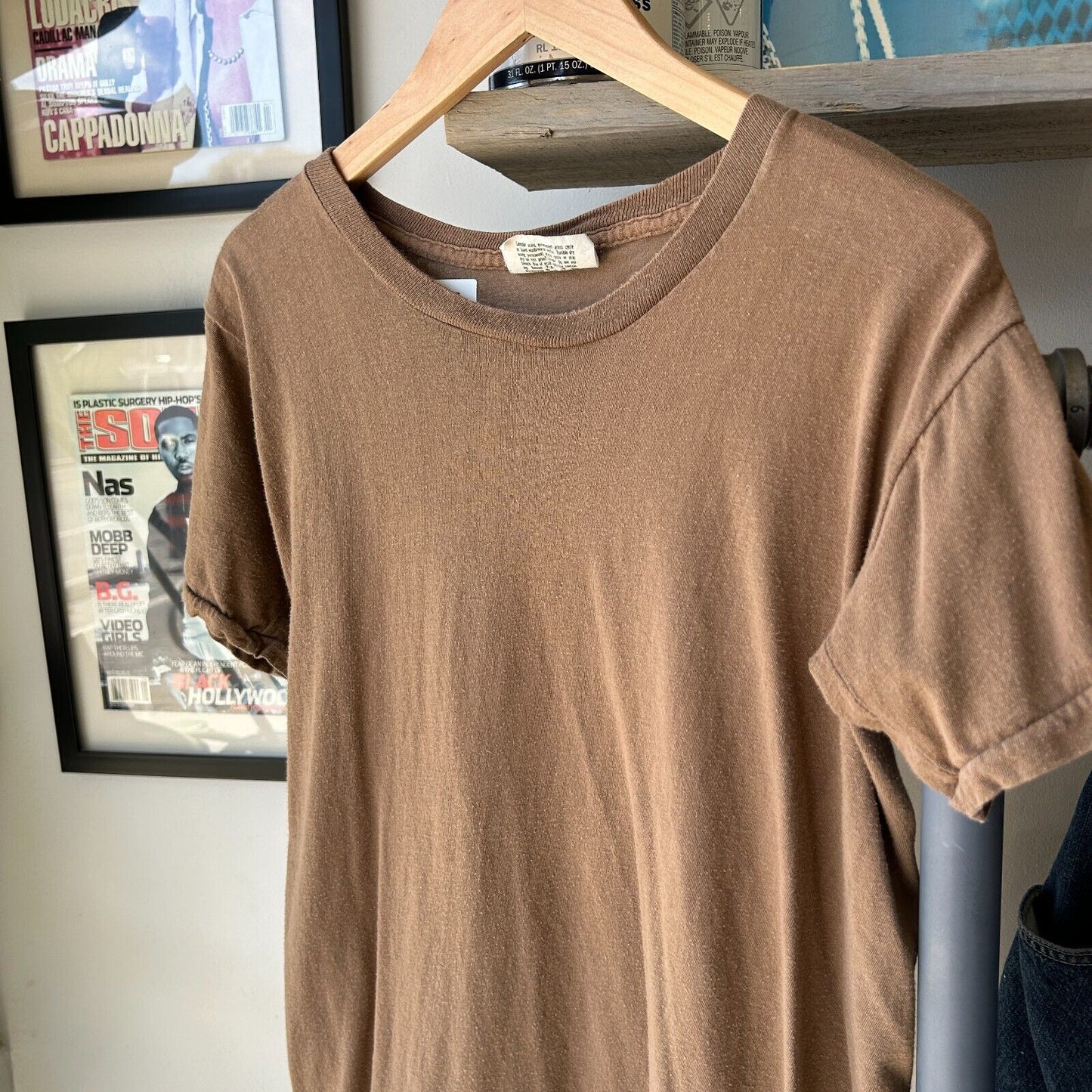 VINTAGE 90s | Blank Brown T-Shirt sz M Adult