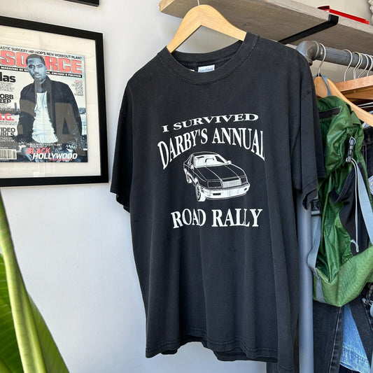 VINTAGE | I Survived Darby's Road Rally Faded Car T-Shirt sz L