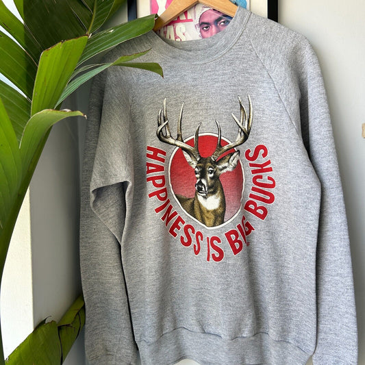 VINTAGE 90s | Happiness Is Big Bucks Hunting Sweater sz M Adult