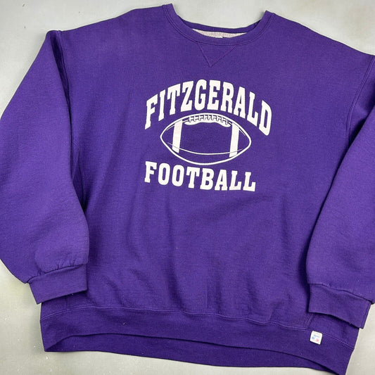 VINTAGE | Fitzgerald Football Purple Russell Crewneck Sweater sz XXL Adult