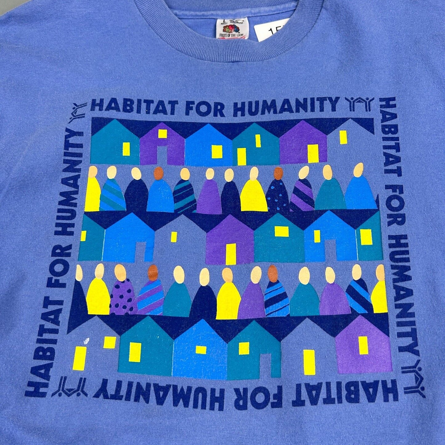 VINTAGE 90s | Habitat For Humanity Illustration Art T-Shirt sz L Men Adult