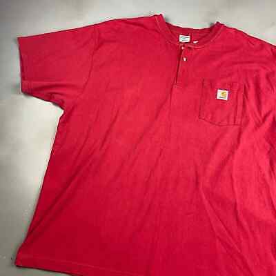 VINTAGE Carhartt Red Henley Pocket T-Shirt sz XXL Adult