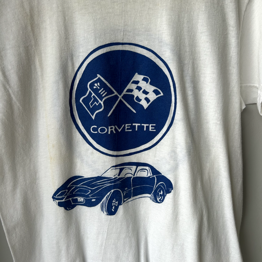 VINTAGE 1970s | Corvette Kalamazoo Corvette Club T-Shirt sz S Adult Made In USA